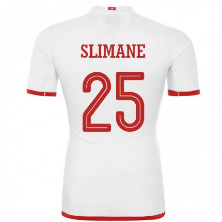Kandiny Hombre Camiseta Túnez Anis Ben Slimane #25 Blanco 2ª Equipación 22-24 La Camisa Chile
