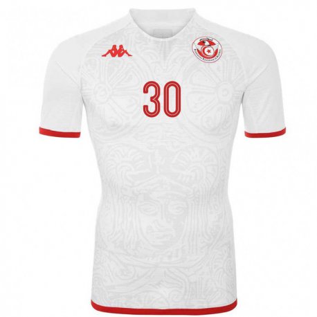 Kandiny Hombre Camiseta Túnez Yann Valery #30 Blanco 2ª Equipación 22-24 La Camisa Chile