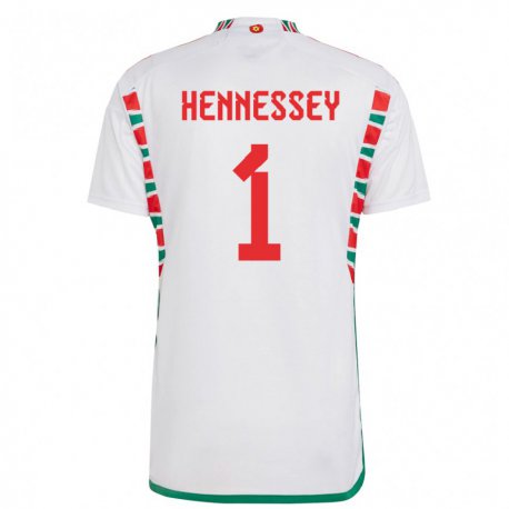 Kandiny Hombre Camiseta Gales Wayne Hennessey #1 Blanco 2ª Equipación 22-24 La Camisa Chile