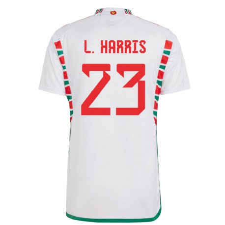Kandiny Hombre Camiseta Gales Luke Harris #23 Blanco 2ª Equipación 22-24 La Camisa Chile