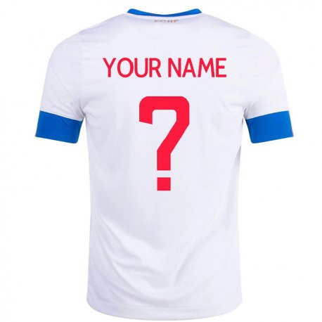 Kandiny Hombre Camiseta Costa Rica Su Nombre #0 Blanco 2ª Equipación 22-24 La Camisa Chile