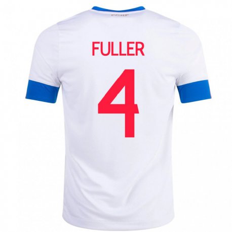 Kandiny Hombre Camiseta Costa Rica Keysher Fuller #4 Blanco 2ª Equipación 22-24 La Camisa Chile