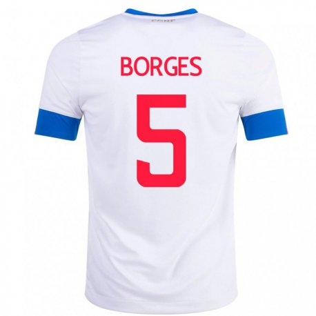 Kandiny Hombre Camiseta Costa Rica Celso Borges #5 Blanco 2ª Equipación 22-24 La Camisa Chile