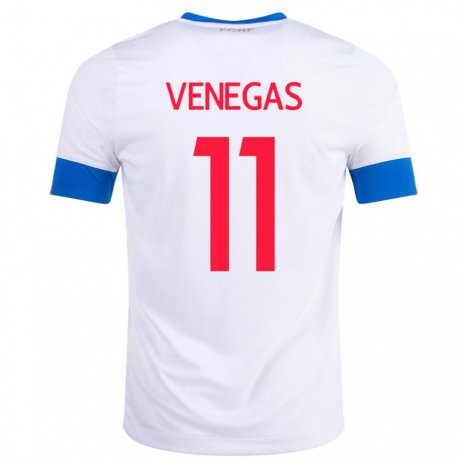 Kandiny Hombre Camiseta Costa Rica Johan Venegas #11 Blanco 2ª Equipación 22-24 La Camisa Chile