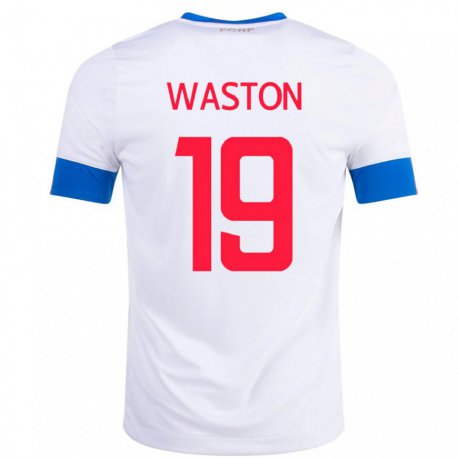 Kandiny Hombre Camiseta Costa Rica Kendall Waston #19 Blanco 2ª Equipación 22-24 La Camisa Chile