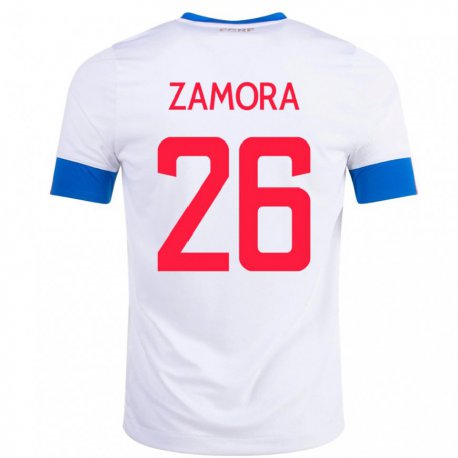 Kandiny Hombre Camiseta Costa Rica Alvaro Zamora #26 Blanco 2ª Equipación 22-24 La Camisa Chile