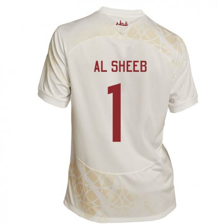 Kandiny Hombre Camiseta Catar Saad Al Sheeb #1 Beis Dorado 2ª Equipación 22-24 La Camisa Chile