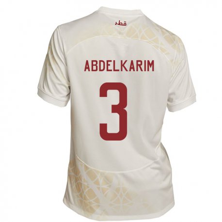 Kandiny Hombre Camiseta Catar Abdelkarim Hassan #3 Beis Dorado 2ª Equipación 22-24 La Camisa Chile