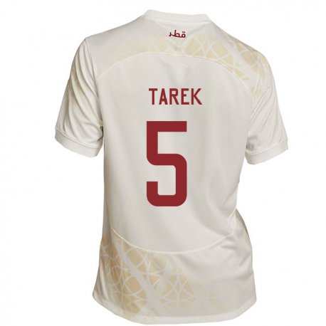 Kandiny Hombre Camiseta Catar Tarek Salman #5 Beis Dorado 2ª Equipación 22-24 La Camisa Chile