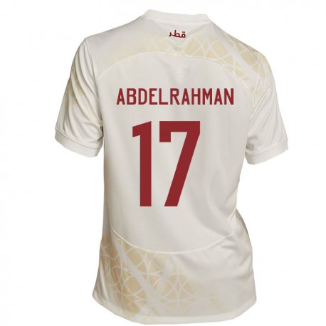 Kandiny Hombre Camiseta Catar Abdelrahman Fahmi Moustafa #17 Beis Dorado 2ª Equipación 22-24 La Camisa Chile