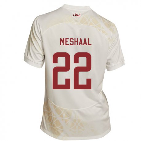 Kandiny Hombre Camiseta Catar Meshaal Barsham #22 Beis Dorado 2ª Equipación 22-24 La Camisa Chile