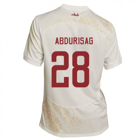 Kandiny Hombre Camiseta Catar Yusuf Abdurisag #28 Beis Dorado 2ª Equipación 22-24 La Camisa Chile