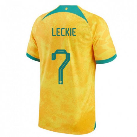 Kandiny Mujer Camiseta Australia Mathew Leckie #7 Dorado 1ª Equipación 22-24 La Camisa Chile