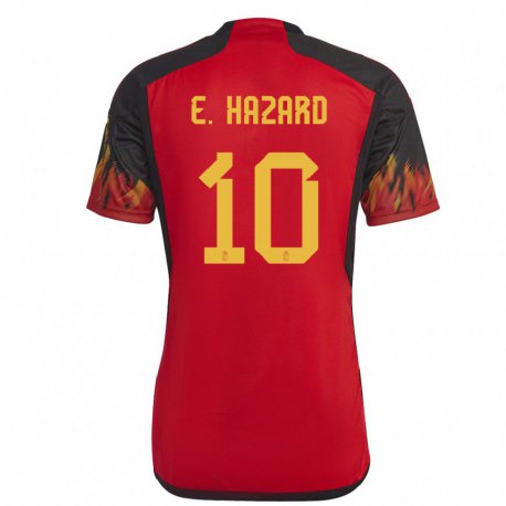 Kandiny Mujer Camiseta Bélgica Eden Hazard #10 Rojo 1ª Equipación 22-24 La Camisa Chile