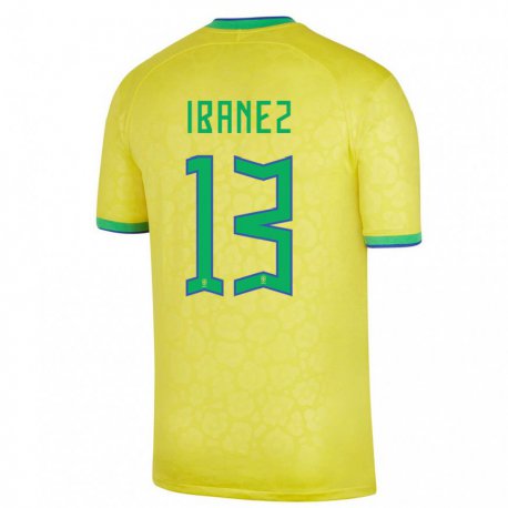 Kandiny Mujer Camiseta Brasil Roger Ibanez #13 Amarillo 1ª