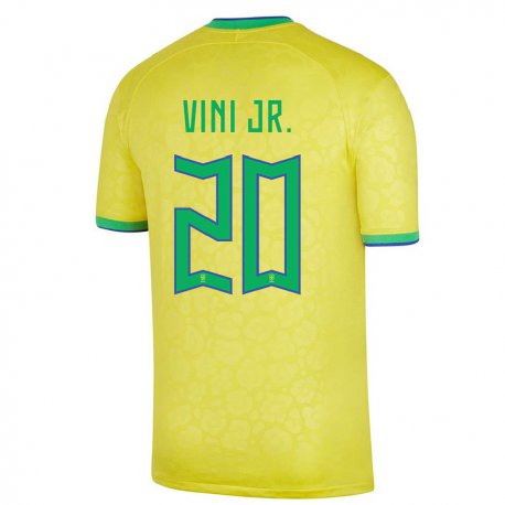 Kandiny Mujer Camiseta Brasil Vinicius Junior #20 Amarillo 1ª Equipación 22-24 La Camisa Chile