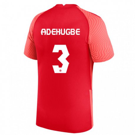 Kandiny Mujer Camiseta Canadá Samuel Adekugbe #3 Rojo 1ª Equipación 22-24 La Camisa Chile
