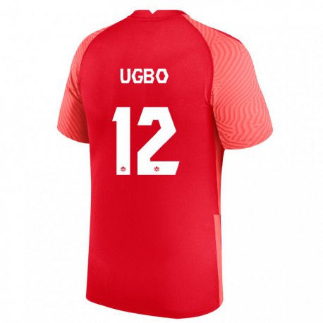 Kandiny Mujer Camiseta Canadá Ike Ugbo #12 Rojo 1ª Equipación 22-24 La Camisa Chile