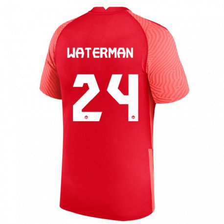 Kandiny Mujer Camiseta Canadá Joel Waterman #24 Rojo 1ª Equipación 22-24 La Camisa Chile
