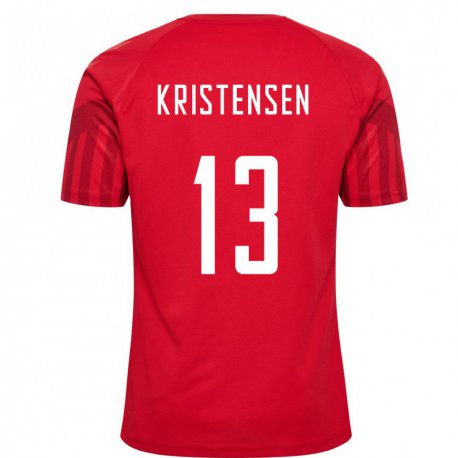 Kandiny Mujer Camiseta Dinamarca Rasmus Kristensen #13 Rojo 1ª Equipación 22-24 La Camisa Chile