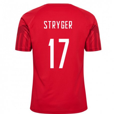 Kandiny Mujer Camiseta Dinamarca Jens Stryger Larsen #17 Rojo 1ª Equipación 22-24 La Camisa Chile