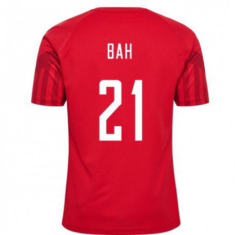 Kandiny Mujer Camiseta Dinamarca Alexander Bah #21 Rojo 1ª Equipación 22-24 La Camisa Chile