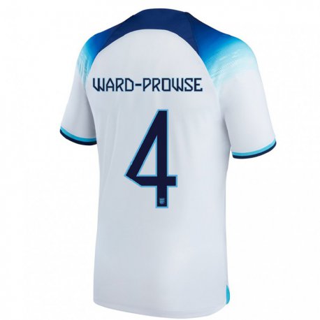Kandiny Mujer Camiseta Inglaterra James Ward-prowse #4 Blanco Azul 1ª Equipación 22-24 La Camisa Chile
