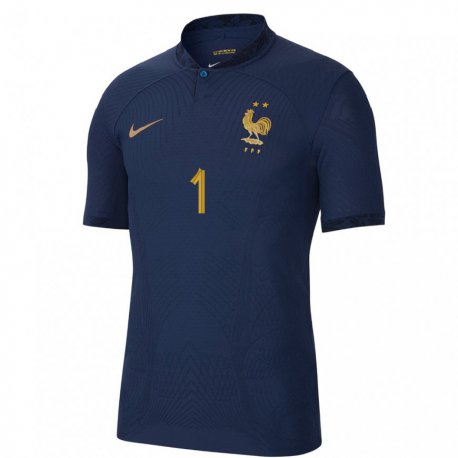 Kandiny Mujer Camiseta Francia Hugo Lloris #1 Azul Marino 1ª Equipación 22-24 La Camisa Chile