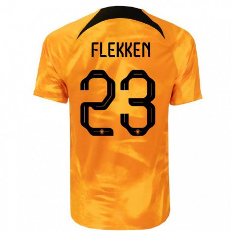 Kandiny Mujer Camiseta Países Bajos Mark Flekken #23 Naranja Láser 1ª Equipación 22-24 La Camisa Chile