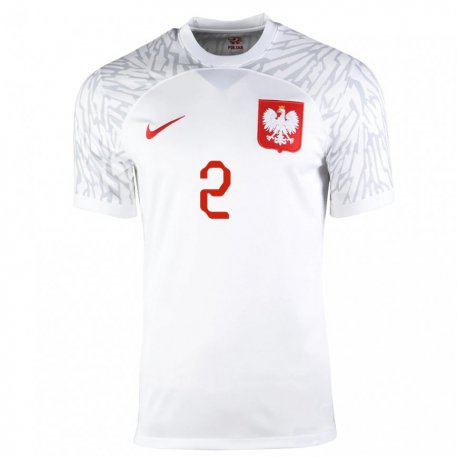 Kandiny Mujer Camiseta Polonia Robert Gumny #2 Blanco 1ª Equipación 22-24 La Camisa Chile