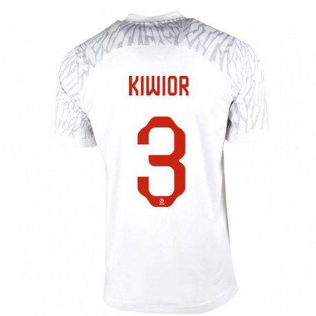 Kandiny Mujer Camiseta Polonia Jakub Kiwior #3 Blanco 1ª Equipación 22-24 La Camisa Chile