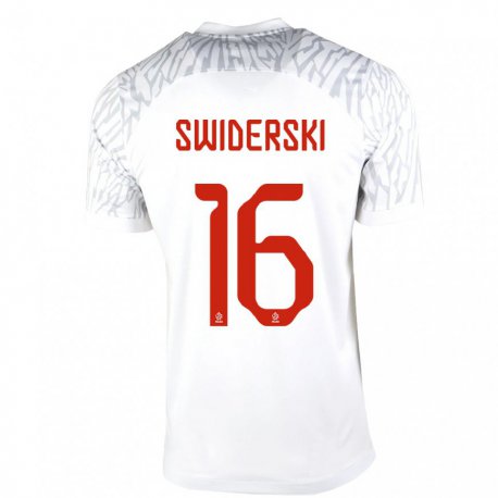 Kandiny Mujer Camiseta Polonia Karol Swiderski #16 Blanco 1ª Equipación 22-24 La Camisa Chile