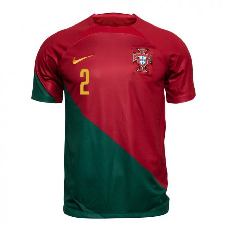 Kandiny Mujer Camiseta Portugal Diogo Dalot #2 Rojo Verde 1ª Equipación 22-24 La Camisa Chile
