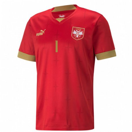 Kandiny Mujer Camiseta Serbia Marko Dmitrovic #1 Rojo 1ª Equipación 22-24 La Camisa Chile