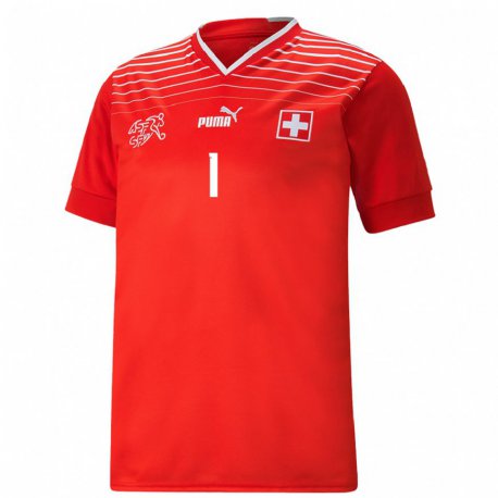 Kandiny Mujer Camiseta Suiza Yann Sommer #1 Rojo 1ª Equipación 22-24 La Camisa Chile