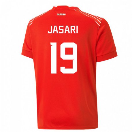 Kandiny Mujer Camiseta Suiza Ardon Jasari #19 Rojo 1ª Equipación 22-24 La Camisa Chile