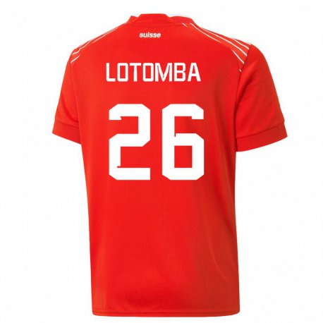 Kandiny Mujer Camiseta Suiza Jordan Lotomba #26 Rojo 1ª Equipación 22-24 La Camisa Chile