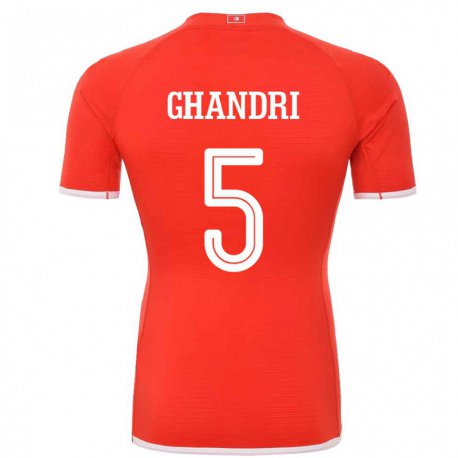 Kandiny Mujer Camiseta Túnez Nader Ghandri #5 Rojo 1ª Equipación 22-24 La Camisa Chile