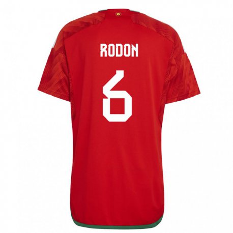 Kandiny Mujer Camiseta Gales Joe Rodon #6 Rojo 1ª Equipación 22-24 La Camisa Chile