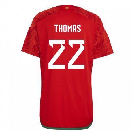 Kandiny Mujer Camiseta Gales Sorba Thomas #22 Rojo 1ª Equipación 22-24 La Camisa Chile