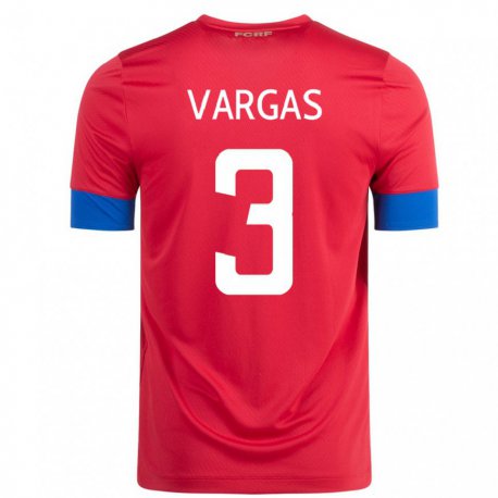 Kandiny Mujer Camiseta Costa Rica Juan Pablo Vargas #3 Rojo 1ª Equipación 22-24 La Camisa Chile
