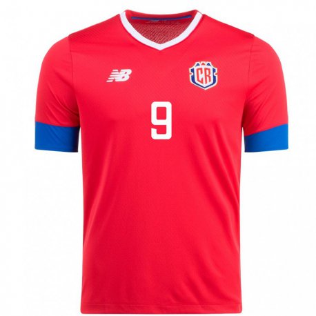 Kandiny Mujer Camiseta Costa Rica Jewison Bennette #9 Rojo 1ª Equipación 22-24 La Camisa Chile