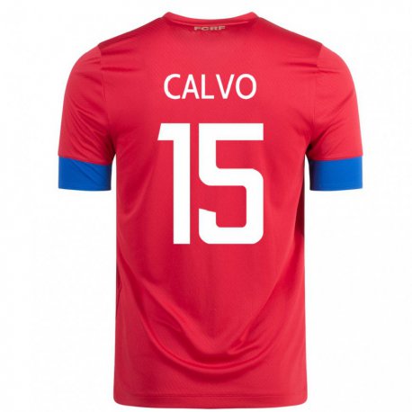 Kandiny Mujer Camiseta Costa Rica Francisco Calvo #15 Rojo 1ª Equipación 22-24 La Camisa Chile