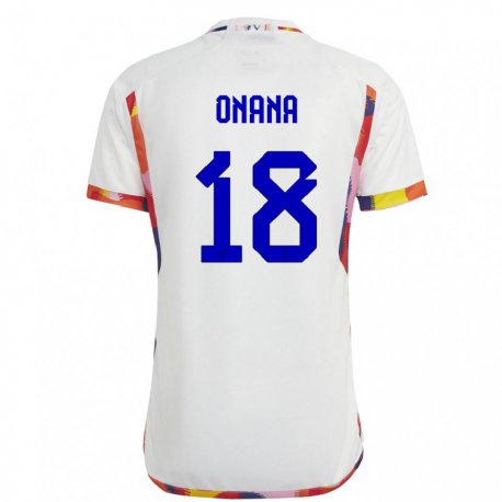 Kandiny Mujer Camiseta Bélgica Amadou Onana #18 Blanco 2ª Equipación 22-24 La Camisa Chile