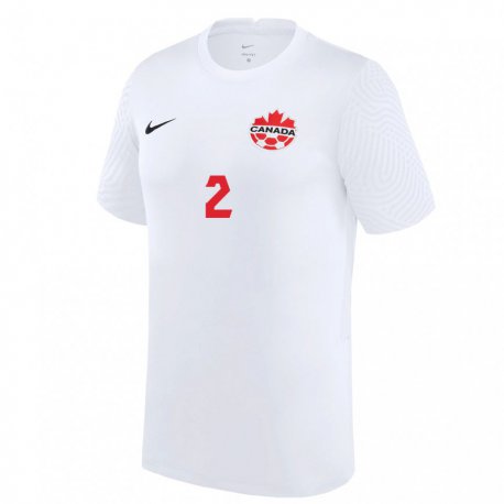 Kandiny Mujer Camiseta Canadá Alistair Johnston #2 Blanco 2ª Equipación 22-24 La Camisa Chile