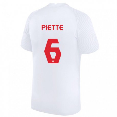 Kandiny Mujer Camiseta Canadá Samuel Piette #6 Blanco 2ª Equipación 22-24 La Camisa Chile