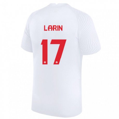 Kandiny Mujer Camiseta Canadá Cyle Larin #17 Blanco 2ª Equipación 22-24 La Camisa Chile