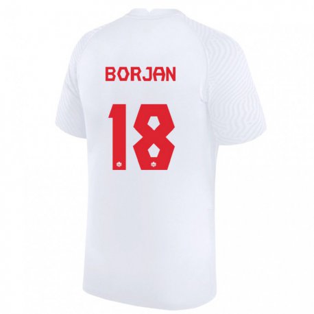 Kandiny Mujer Camiseta Canadá Milan Borjan #18 Blanco 2ª Equipación 22-24 La Camisa Chile