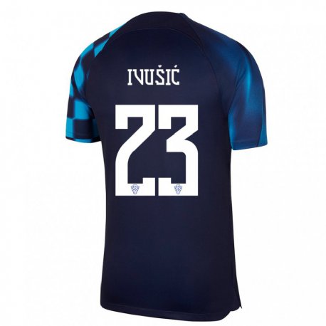 Kandiny Mujer Camiseta Croacia Ivica Ivusic #23 Azul Oscuro 2ª Equipación 22-24 La Camisa Chile