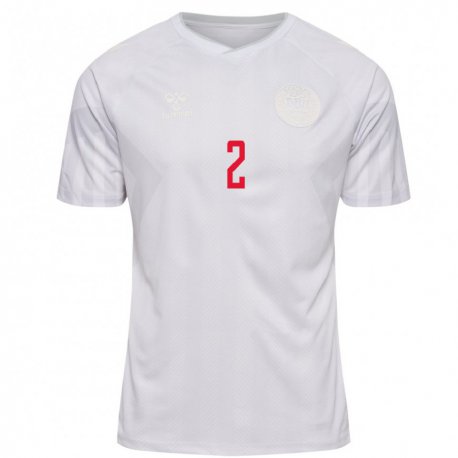Kandiny Mujer Camiseta Dinamarca Joachim Andersen #2 Blanco 2ª Equipación 22-24 La Camisa Chile